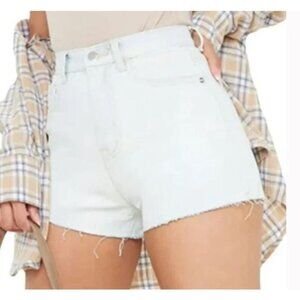 PrettyLittleThing Denim Shorts High Rise Bleach Wash Jeans Women's 4